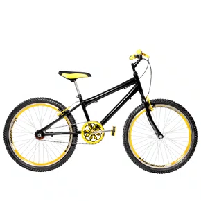 Bicicleta 24 Masculina Preta Aro Aero Amarelo