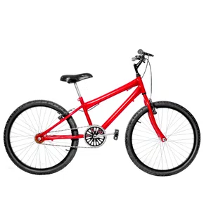 Bicicleta 24 Masculina Vermelha Aro Alumínio Preto
