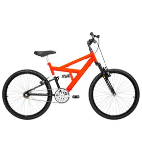 Bicicleta 24 Laranja Full Suspensão Aro Aluminio Preto