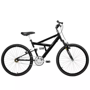 Bicicleta 24 Preto Full Suspensão Aro Aluminio Preto