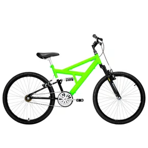 Bicicleta 24 Verde Neon/Preto Full Suspensão Aro Aluminio Preto