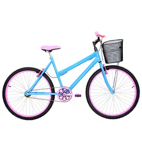 Bicicleta 26 Azul Claro Urbana Aro Alumínio Rosa