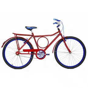 Bicicleta 26 Masculina Vermelha Barra Circular Aro Alumínio Azul