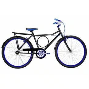 Bicicleta 26 Masculina Preta Barra Circular Aro Alumínio Azul