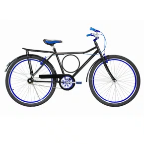 Bicicleta 26 Masculina Preta Barra Circular Aro Aero Azul