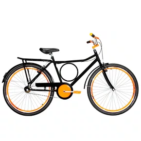 Bicicleta 26 Masculina Preta Barra Circular Aro Aero Laranja