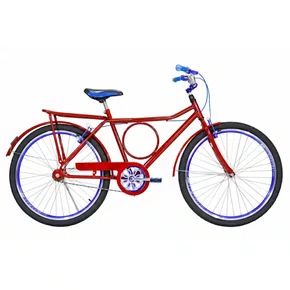 Bicicleta 26 Masculina Vermelha Barra Circular Aro Aero Azul