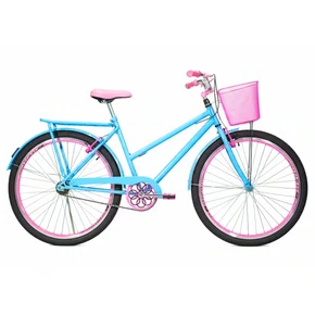 Bicicleta 26 Feminina Azul Claro Poti Aro Aero Rosa