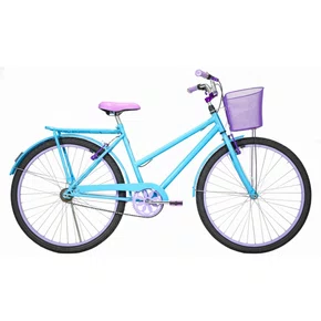 Bicicleta 26 Feminina Azul Claro Poti Aro Alumínio Lilás