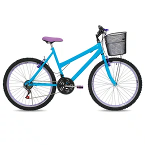 Bicicleta 26 Feminina Azul Claro Urbana Aro Aero Lilás