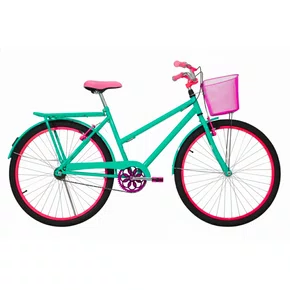 Bicicleta 26 Feminina Verde Agua Poti Aro Alumínio Pink