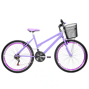 Bicicleta 26 Lilas Urbana Rebaixada Aro Aero Violeta 18 Marchas