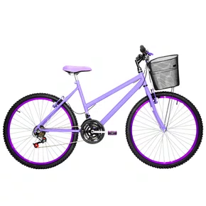 Bicicleta 26 Lilas Urbana Rebaixada Aro Aluminio Violeta 18 Marchas