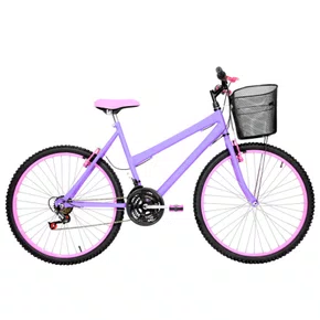 Bicicleta 26 Feminina Lilas Urbana Aro Alumínio Rosa 18 Marchas