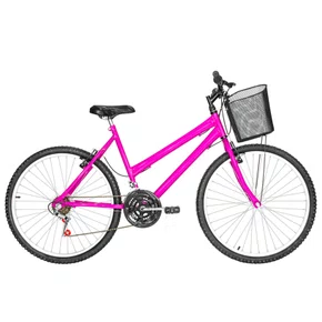 Bicicleta 26 Feminina Pink Urbana Aro Alumínio 18 Marchas