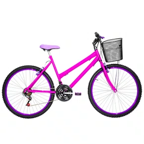 Bicicleta 26 Feminina Pink Urbana Aro Alumínio Violeta 18 Marchas
