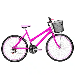 Bicicleta 26 Feminina Pink Urbana Aro Aero Rosa 18 Marchas