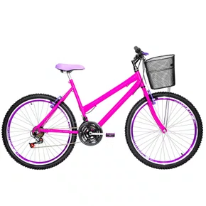 Bicicleta 26 Feminina Pink Urbana Aro Aero Violeta 18 Marchas