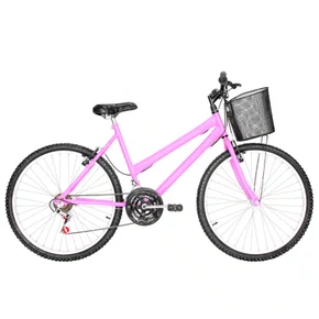 Bicicleta 26 Feminina Rosa Urbana Aro Alumínio 18 Marchas