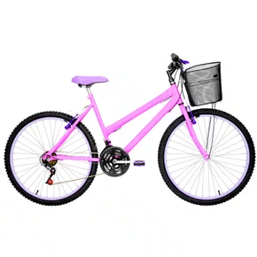 Bicicleta 26 Feminina Rosa Urbana Aro Alumínio Lilás 18 Marchas