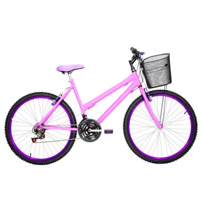 Bicicleta 26 Feminina Rosa Urbana Aro Alumínio Violeta 18 Marchas