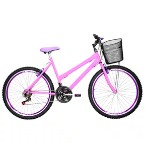 Bicicleta 26 Feminina Rosa Urbana Aro Aero Violeta 18 Marchas