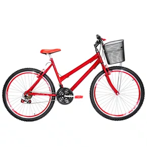 Bicicleta 26 Feminina Vermelha Urbana Aro Aero Vermelha 18 marchas