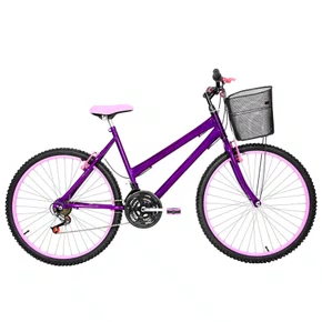 Bicicleta 26 Feminina Violeta Urbana Alumínio  Rosa 18 Marchas