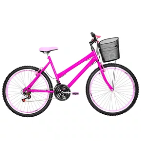 Bicicleta 26 Pink Urbana Rebaixada Aro Aero Rosa 18 Marchas