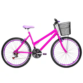 Bicicleta 26 Pink Urbana Rebaixada Aro Aero Violeta 18 Marchas