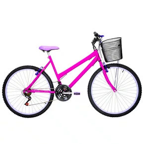 Bicicleta 26 Pink Urbana Rebaixada Aro Aluminio Lilas 18 Marchas