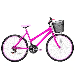 Bicicleta 26 Pink Urbana Rebaixada Aro Aluminio Rosa 18 Marchas