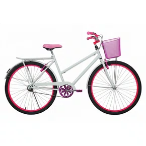 Bicicleta 26 Feminina Branca Poti Aro Alumínio Pink