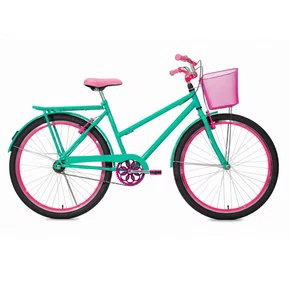 Bicicleta 26 Feminina Verde Água Poti Aro Aero Pink