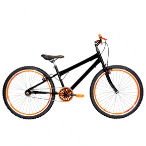 Bicicleta 26 Preta Urbana Rebaixada Aro Aero Laranja