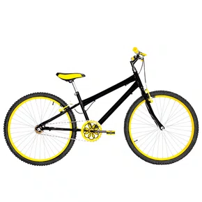 Bicicleta 26 Preta Urbana Rebaixada Aro Aluminio Amarelo