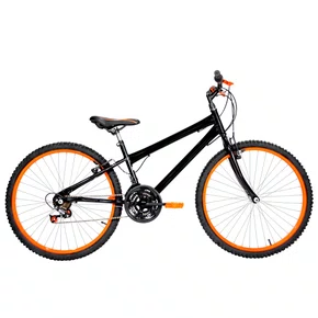 Bicicleta 26 Preta Urbana Rebaixada Aro Aluminio Laranja 18 Marchas