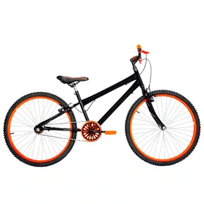 Bicicleta 26 Preta Urbana Rebaixada Aro Aluminio Laranja