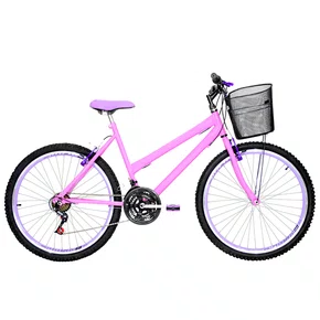 Bicicleta 26 Rosa Urbana Rebaixada Aro Aero Lilas 18 Marchas