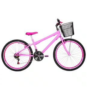 Bicicleta 26 Rosa Urbana Rebaixada Aro Aero Pink 18 Marchas