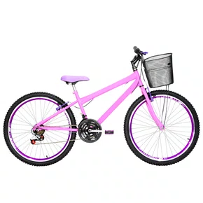 Bicicleta 26 Rosa Urbana Rebaixada Aro Aero Violeta 18 Marchas