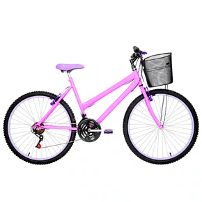 Bicicleta 26 Rosa Urbana Rebaixada Aro Aluminio Lilas 18 Marchas