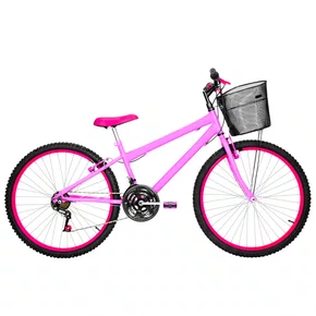 Bicicleta 26 Rosa Urbana Rebaixada Aro Aluminio Pink 18 Marchas