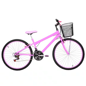 Bicicleta 26 Rosa Urbana Rebaixada Aro Aluminio Rosa 18 Marchas