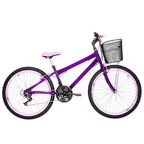 Bicicleta 26 Violeta Urbana Rebaixada Aro Aero Rosa 18 Marchas
