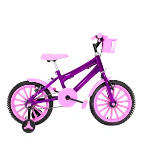 Bicicleta 16 Feminina Violeta Infantil Rodas Nylon Rosa