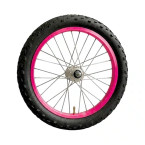 Kit Roda Dianteira A16 Colorida Rosa Neon Pneu+Câmara