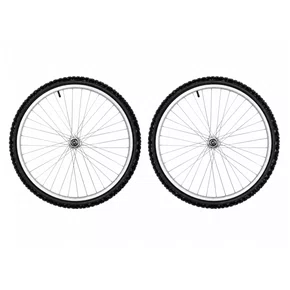 Kit Roda Dianteira e Traseira A24 Alumínio Natural Pneu+Câmara