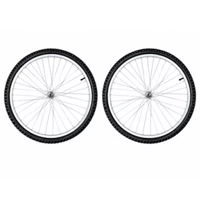 Kit Roda Dianteira e Traseira A26 Alumínio Natural Pneu+Câmara