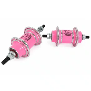 Par Cubo Bike Alumínio 72 Furos Rolamento Diant/Tras Rosca Rosa Bebe